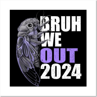Funny Retro Vintage Bruh We Out Cicada 2024 Teacher Posters and Art